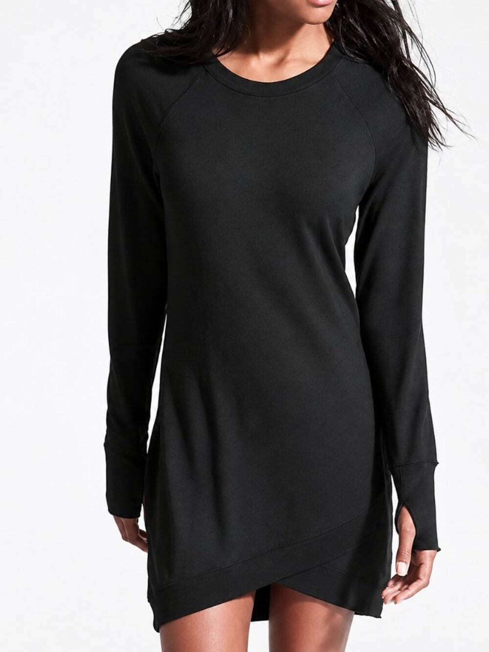 Athleta Criss Cross Black Tunic Sweater Dress  L